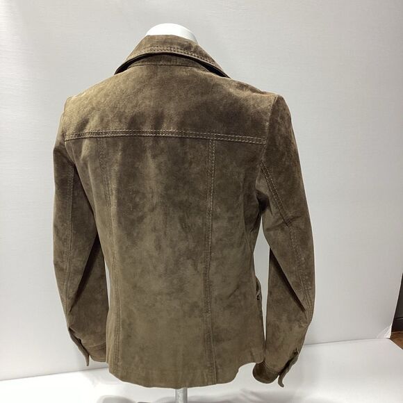 Anonymous By John Carlisle Suede Leather Coat Olive Green Small - Picture 3 of 12